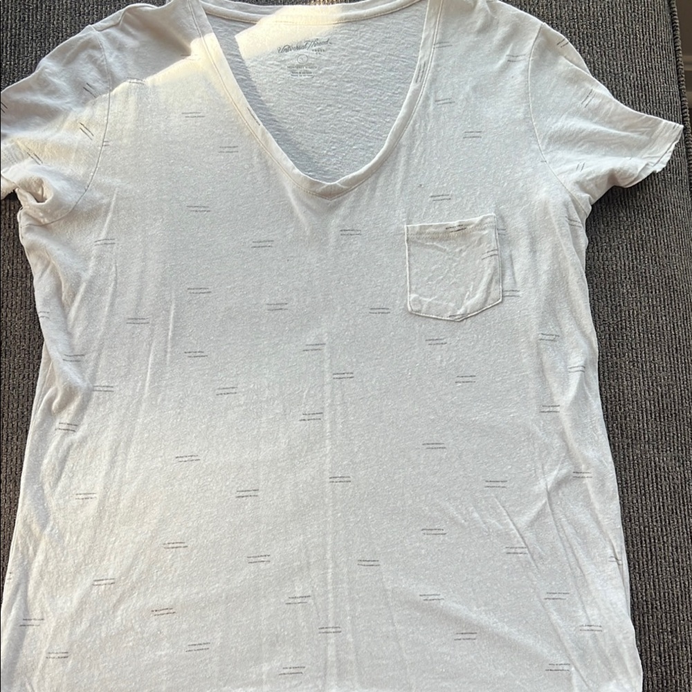 White V-Neck T-Shirt with Pocket